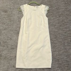 J Crew Cream Dress with Lace Sleeves